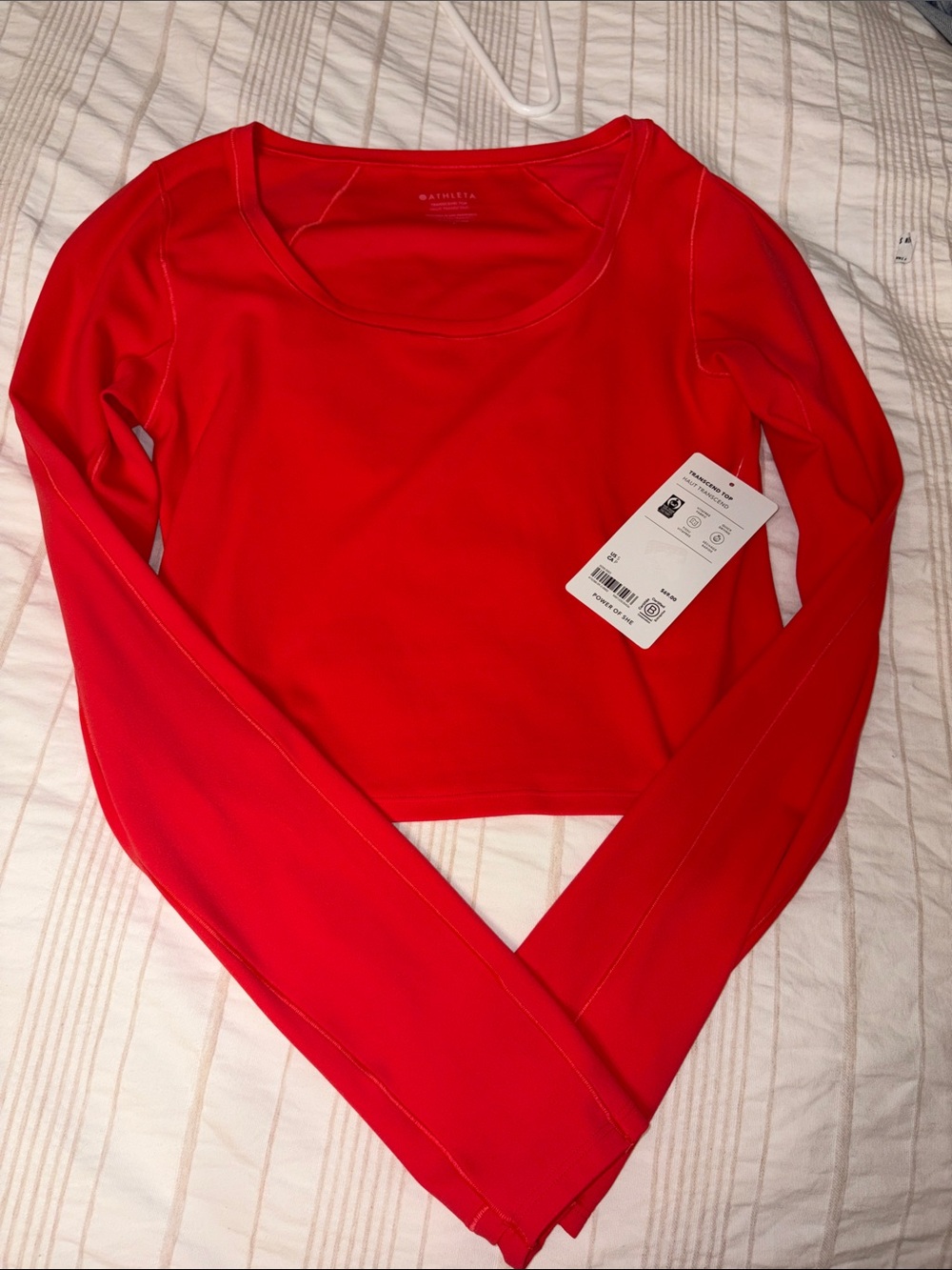 Athleta pink transcend top haut transcend Long-Sleeve Scoop Neck Performance